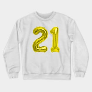 Yellow Gold 21st Birthday Metallic Helium Balloons Numbers Crewneck Sweatshirt